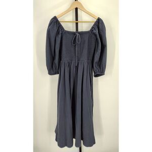 Quince Slate Blue Puff Sleeve Midi Dress